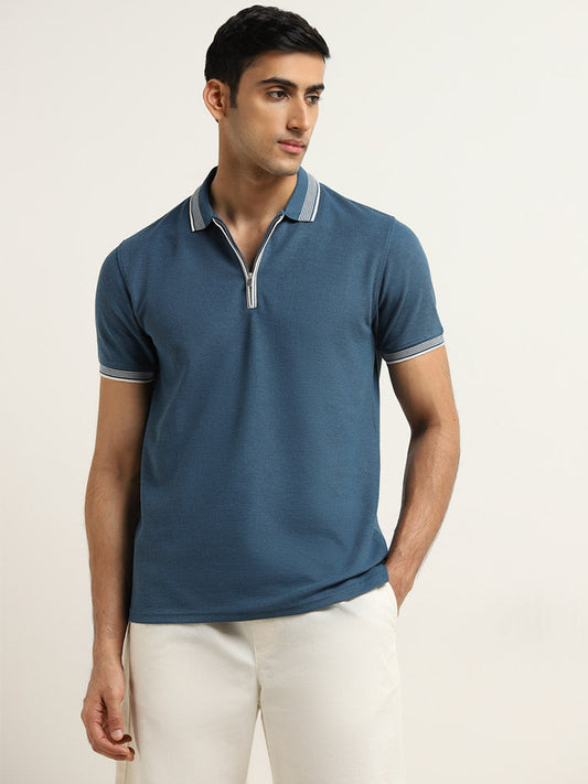 WES Casuals Teal Slim-Fit Polo T-Shirt