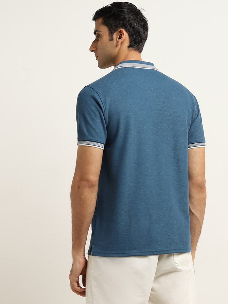 WES Casuals Teal Slim-Fit Polo T-Shirt