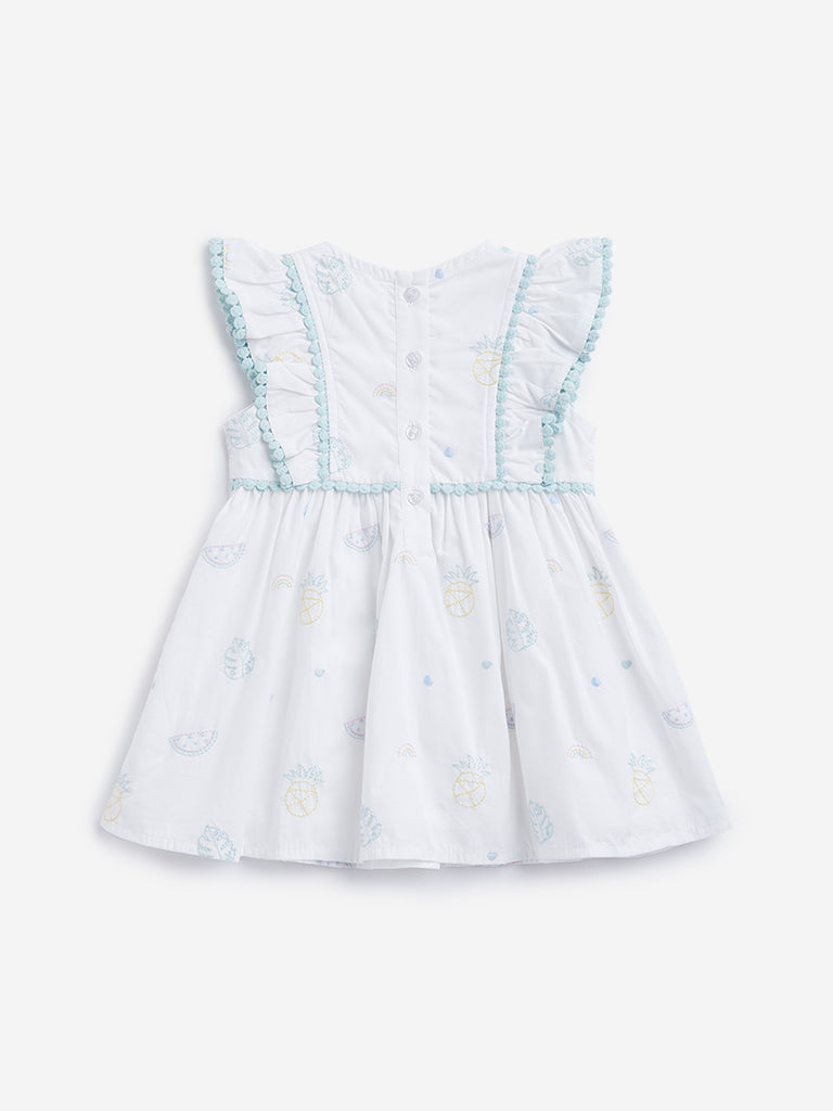 HOP Baby White Printed A-line Dress