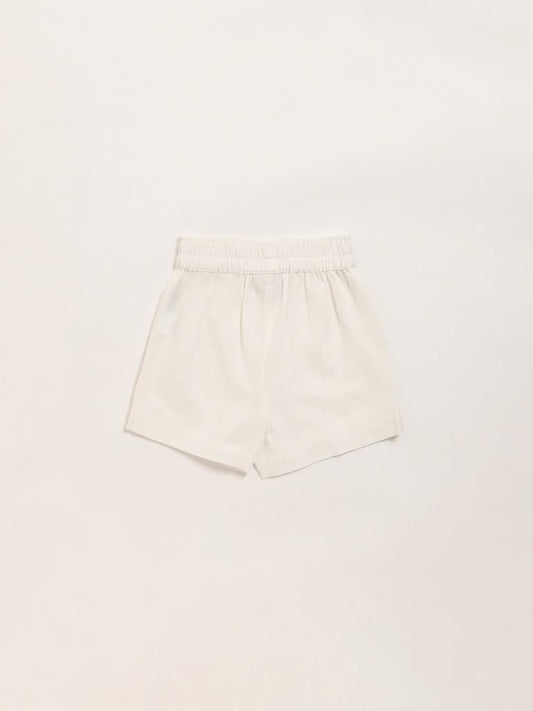 Utsa Kids White Solid Mid Rise Shorts (2 - 8yrs)