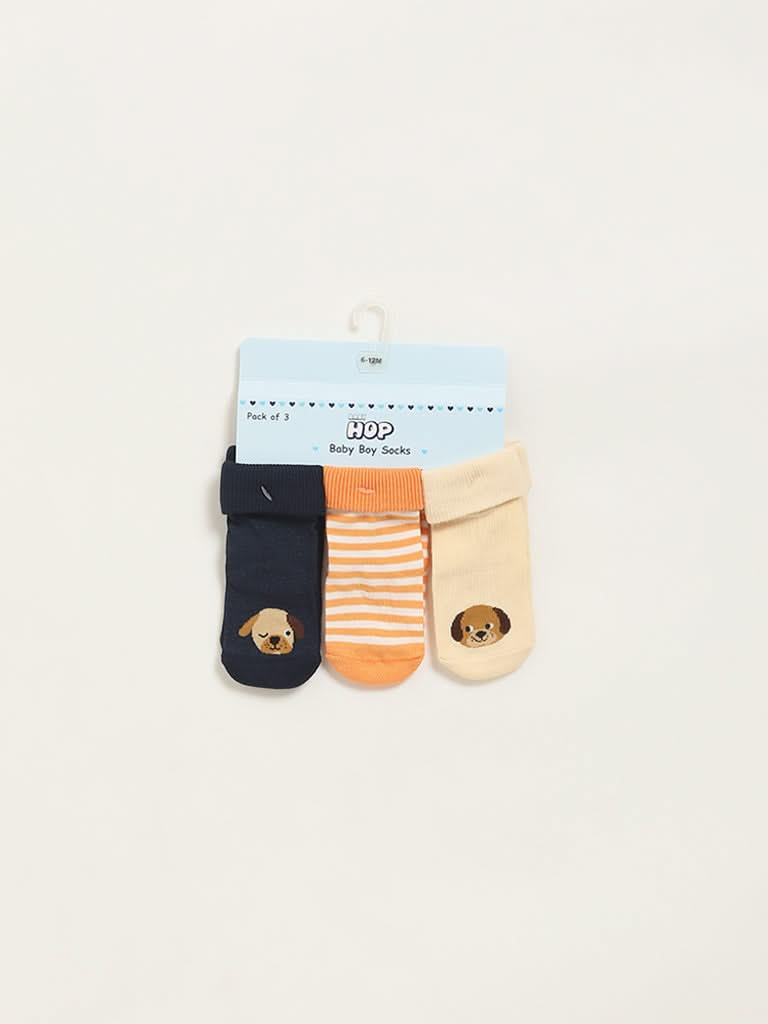 HOP Baby Multicolour Animal Print Socks - Pack of 3