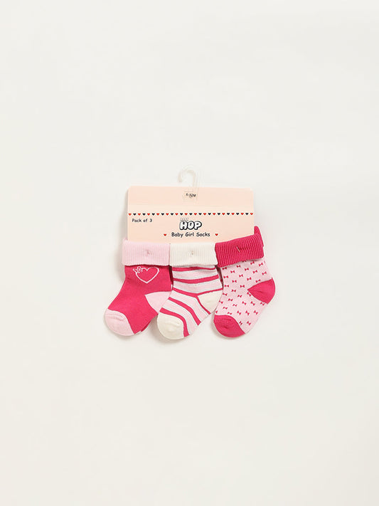 HOP Baby Multicolour Printed Socks - Pack of 3