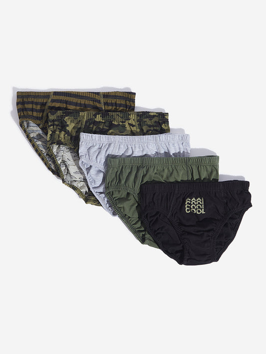 Y&F Kids Multicolour Printed Briefs - Pack of 5