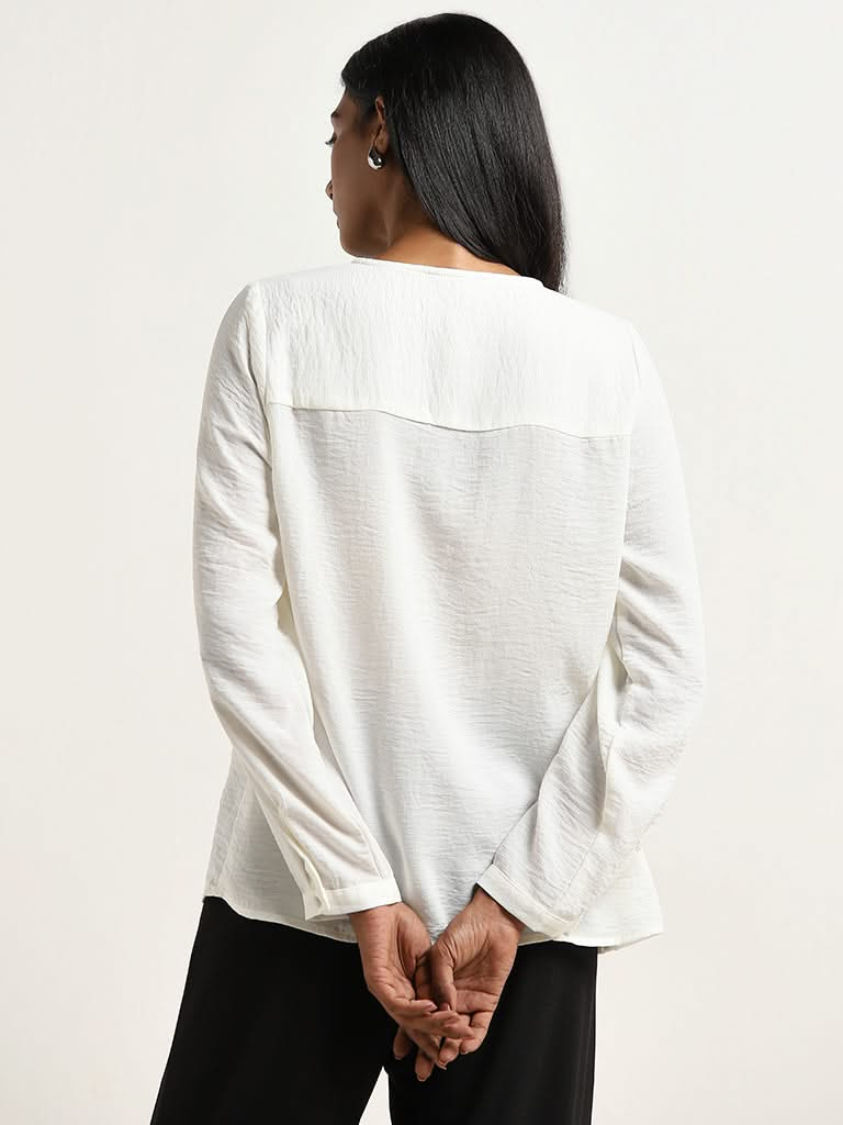 Wardrobe Ivory Crinkle Textured Top