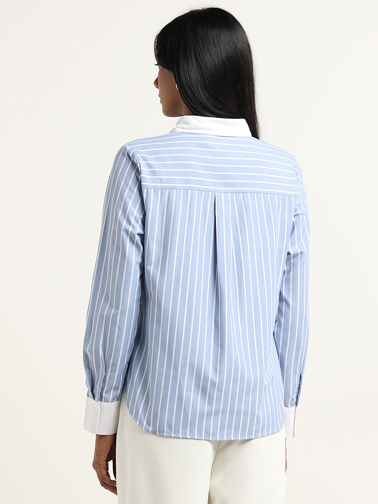 Wardrobe Blue Striped Design Shirt