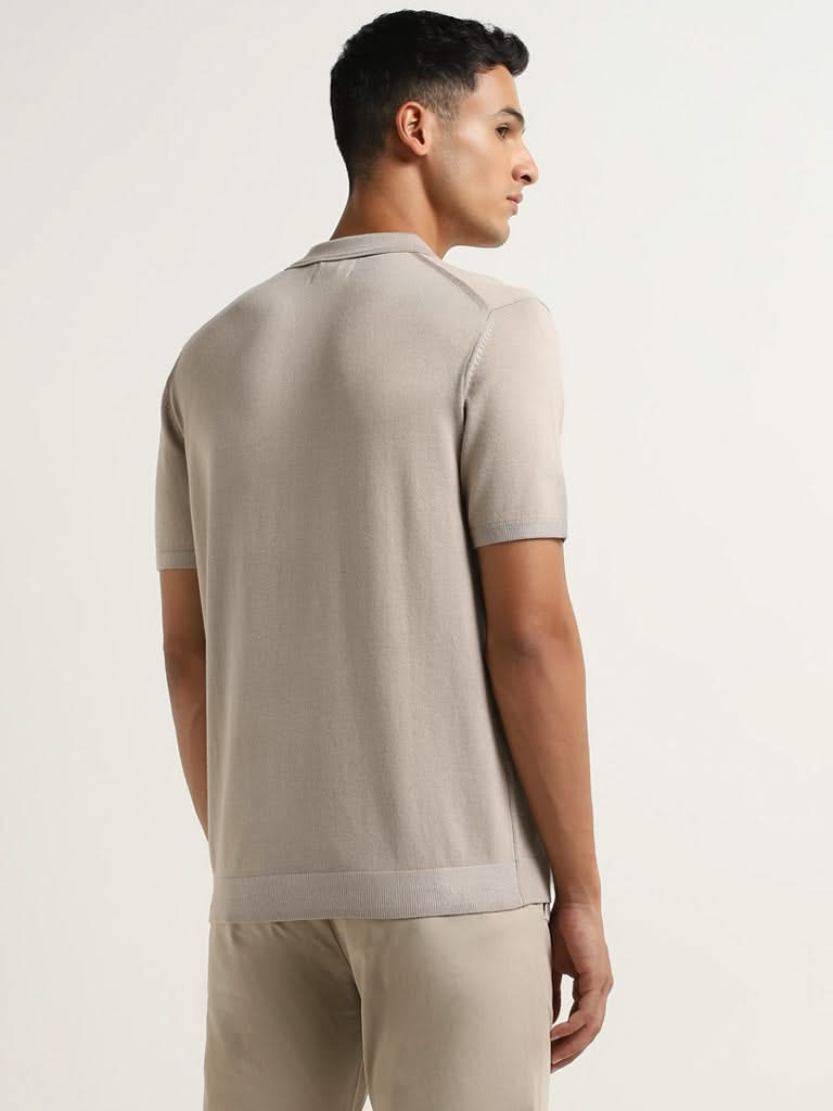 Ascot Beige Colorblock Cotton Relaxed Fit T-Shirt