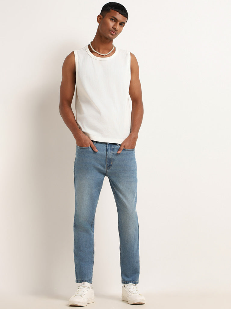 Nuon Blue Mid Rise Slim Fit Jeans