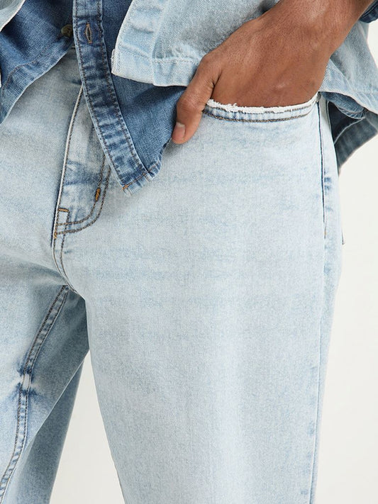 Nuon Light Blue Washed Slim-Fit Mid-Rise Jeans