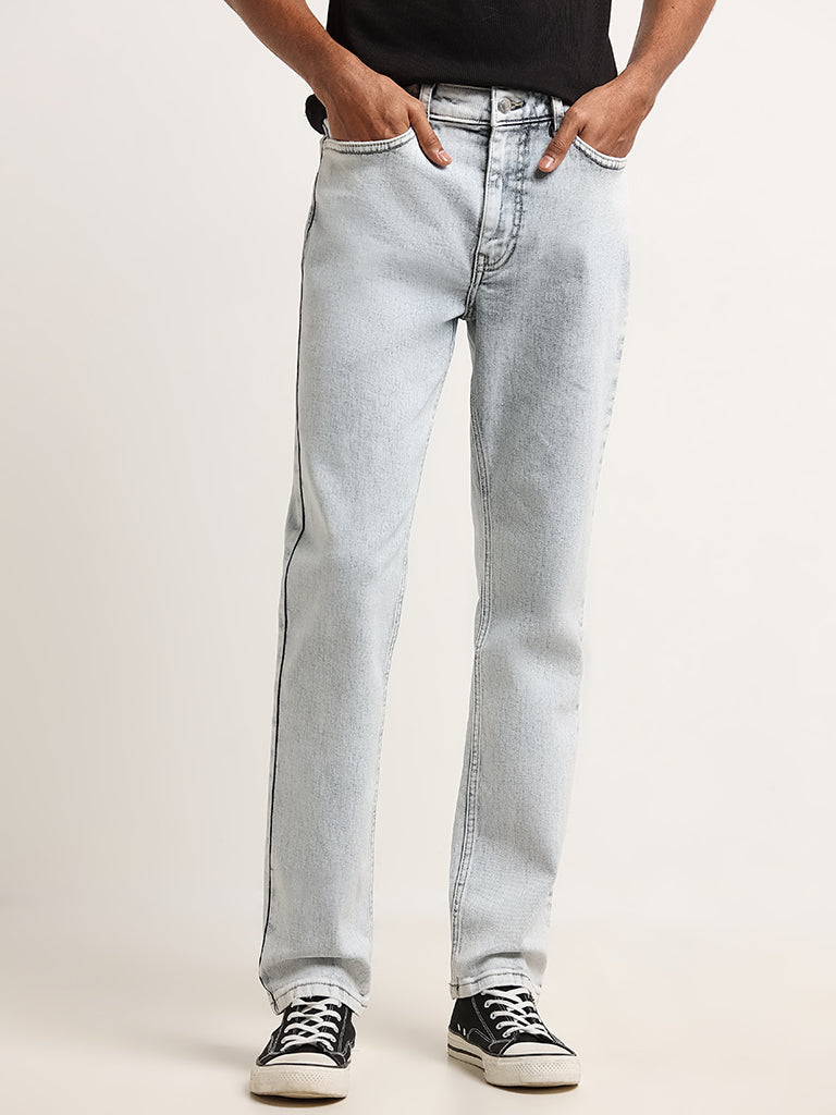 Nuon Blue Straight Fit Mid Rise Jeans