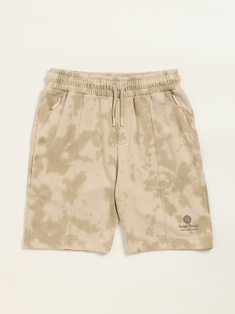 Y&F Kids Beige Splatter Print Mid Rise Shorts