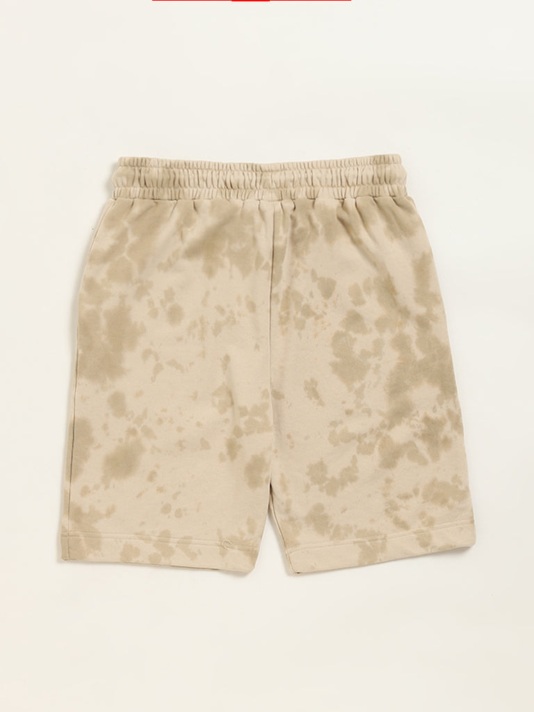 Y&F Kids Beige Splatter Print Mid Rise Shorts