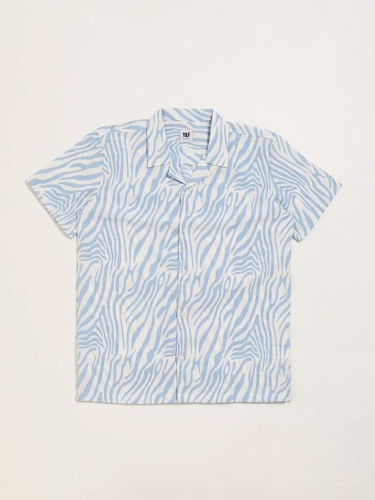 Y&F Kids Blue Zebra Print Shirt