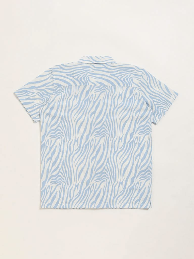 Y&F Kids Blue Zebra Print Shirt