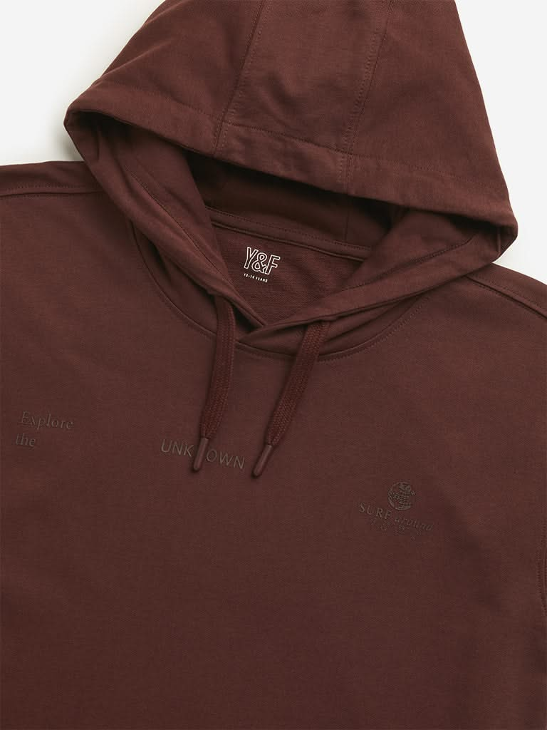 Y&F Kids Dark Brown Hooded T-Shirt