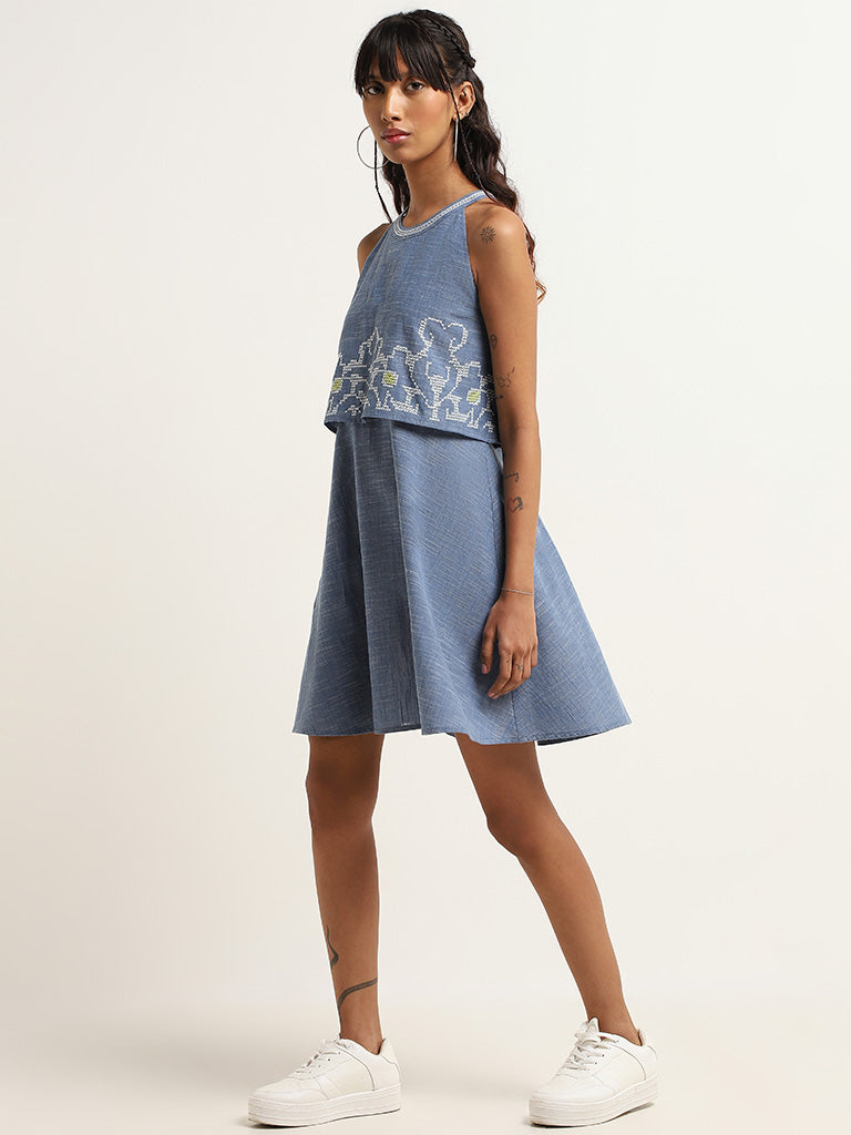 Bombay Paisley Blue A-Line Dress