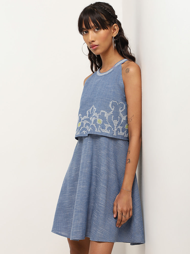 Bombay Paisley Blue A-Line Dress