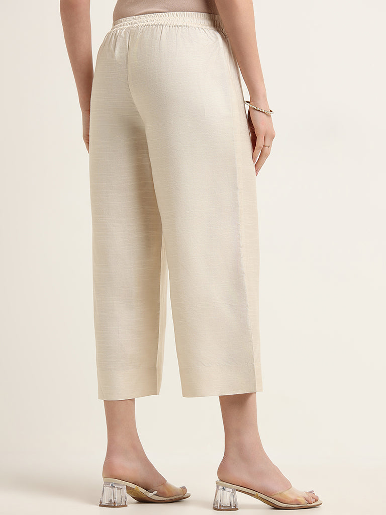 Zuba Beige Mid Rise Pants