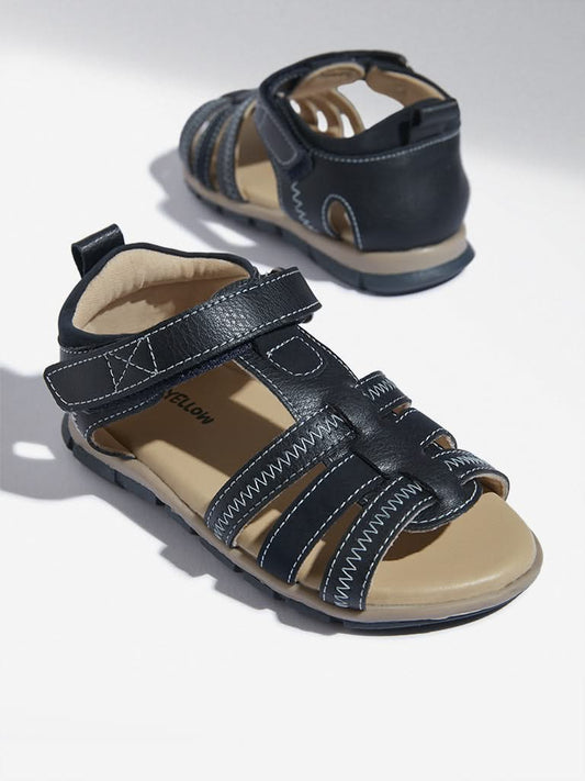 Yellow Navy Multi-Strap Sandals