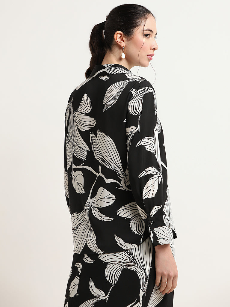 Wardrobe Black Printed Polyester Shirt