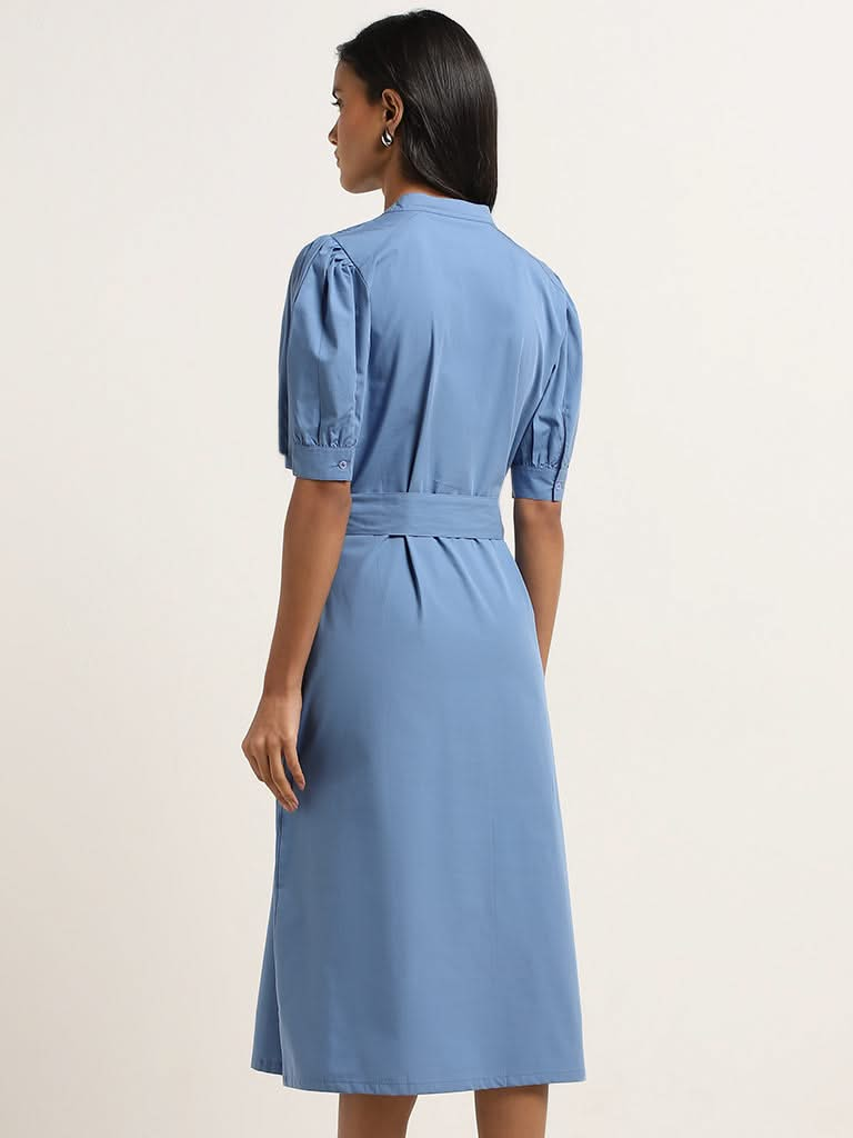 Wardrobe Blue Straight Dress with Belt