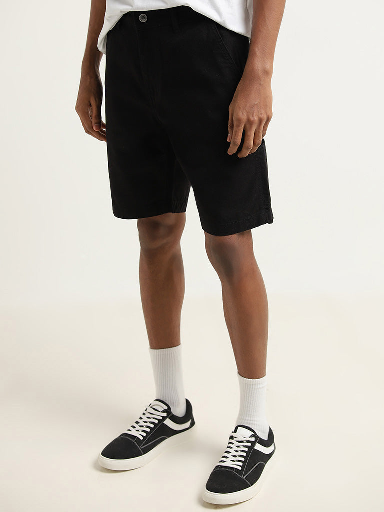 Nuon Black Carrot Fit Mid Rise Denim Shorts