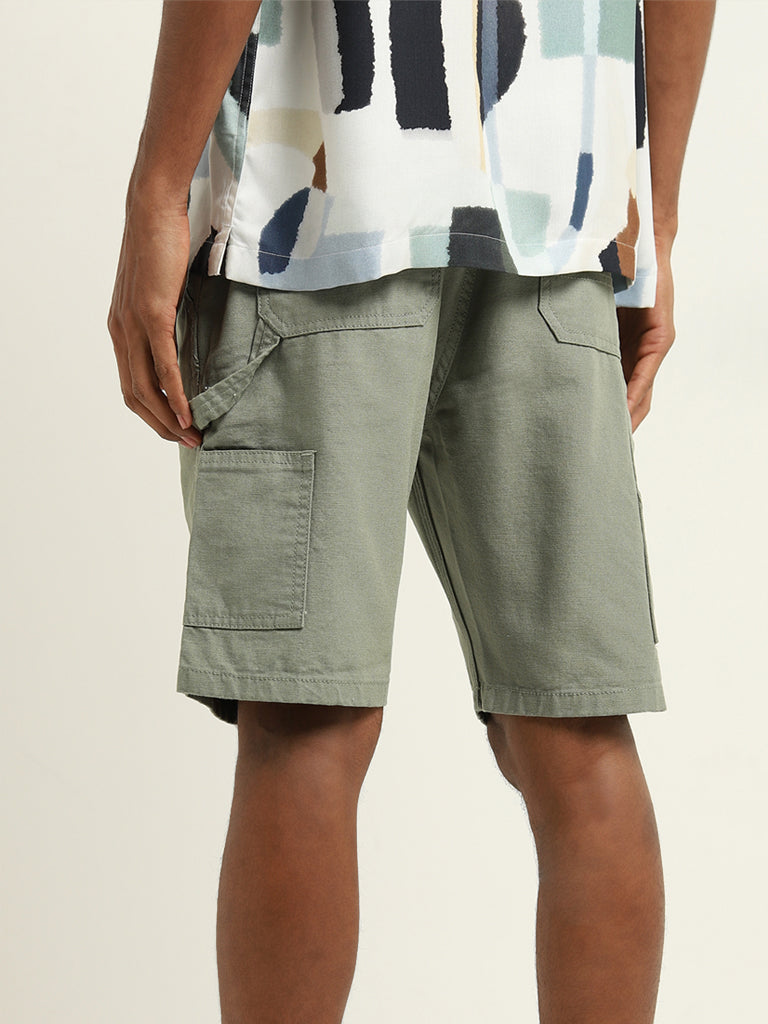 Nuon Sage Slim-Fit Solid Cotton Shorts