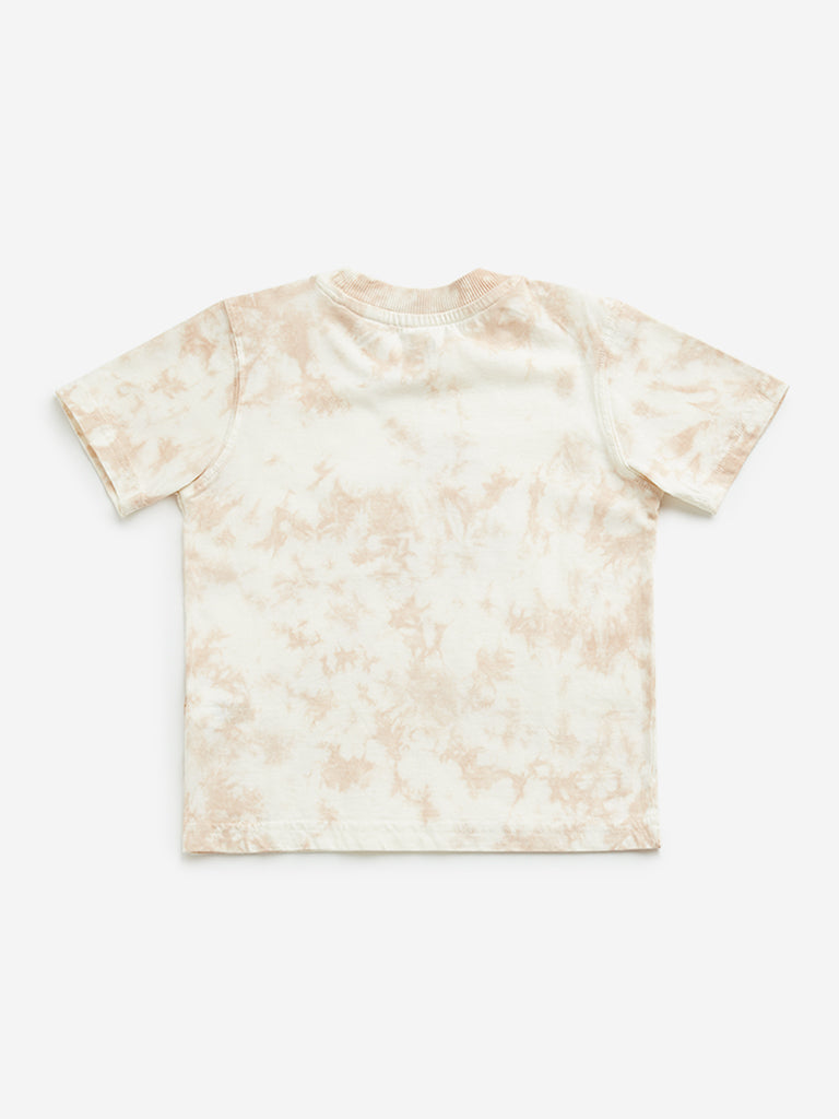 HOP Kids Peach Tie-Dye Motorcycle Design T-Shirt