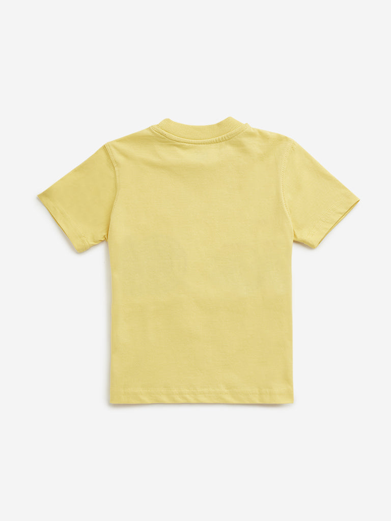 HOP Kids Yellow Cycle Printed T-Shirt