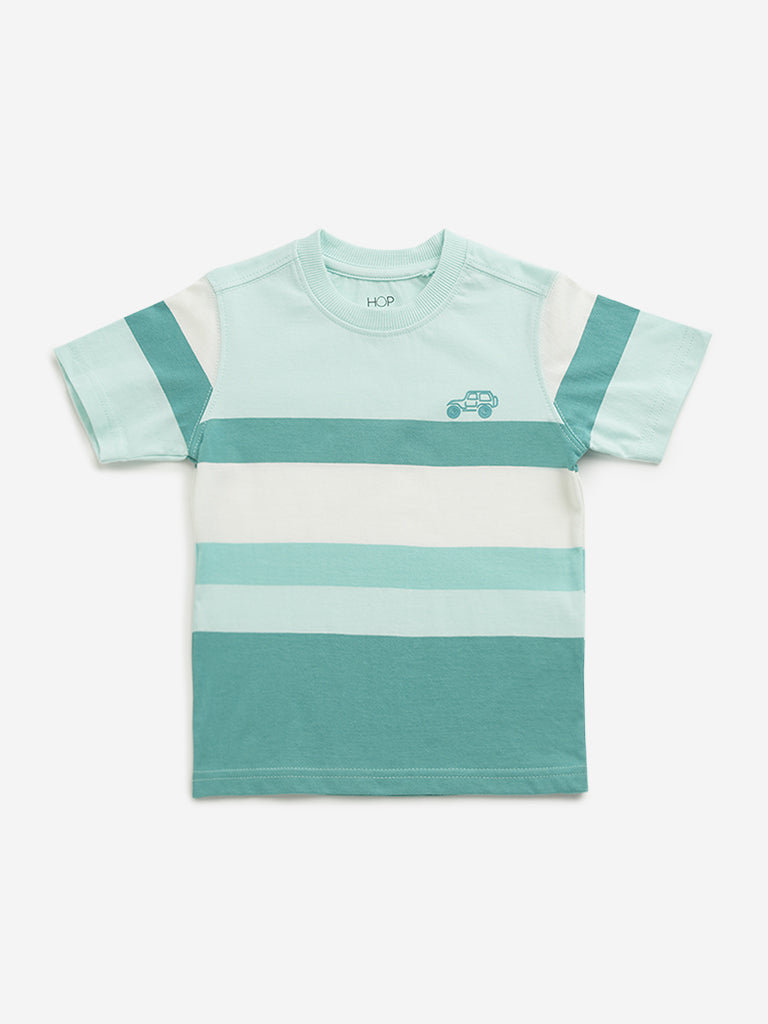 HOP Kids Teal Colour-Blocked T-Shirt