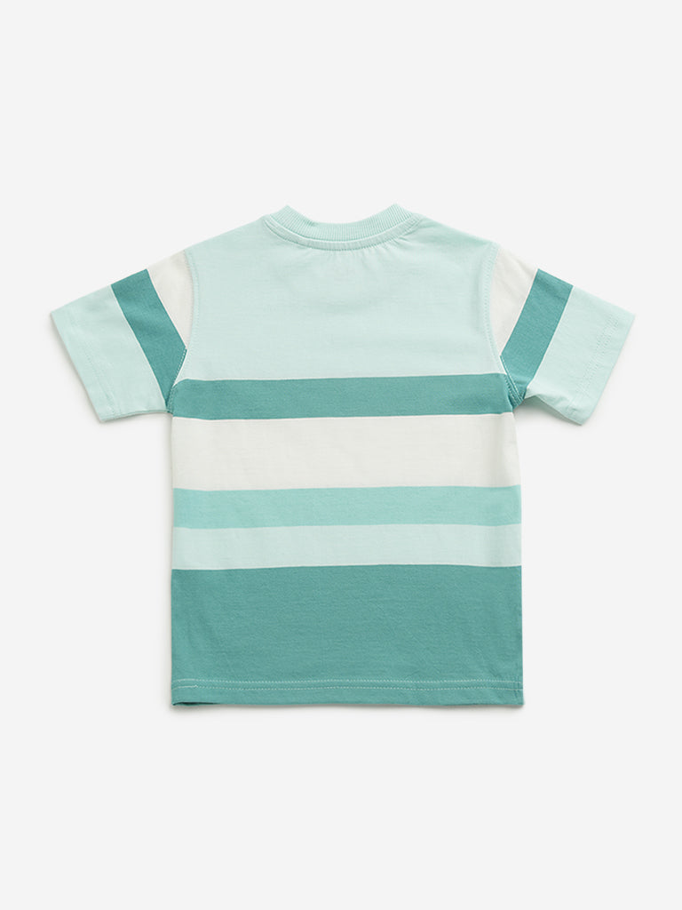 HOP Kids Teal Colour-Blocked T-Shirt