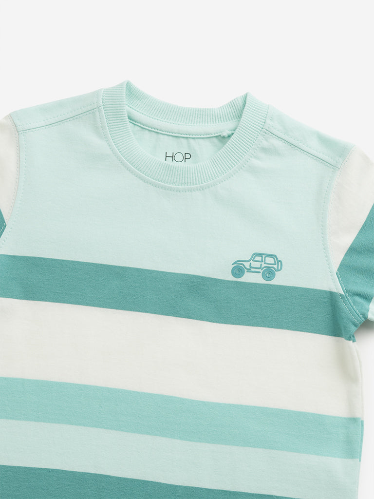 HOP Kids Teal Colour-Blocked T-Shirt