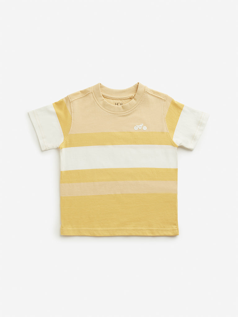 HOP Kids Yellow Colour-Blocked T-Shirt