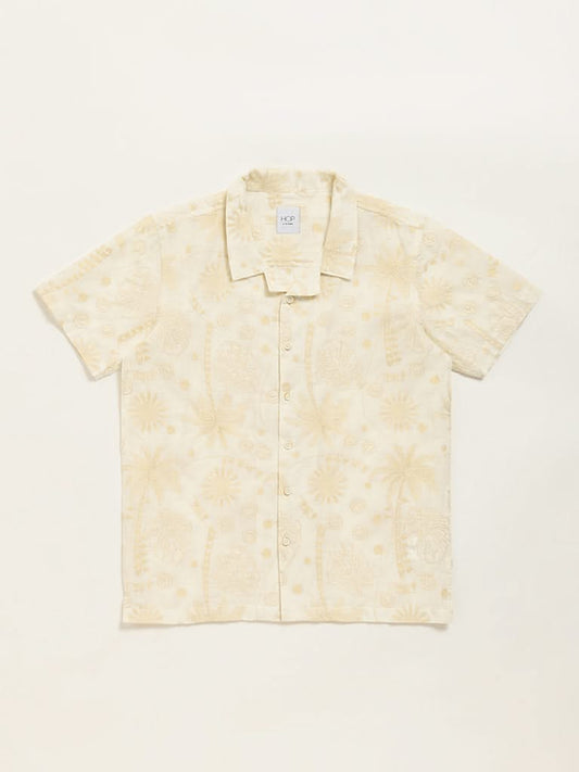 HOP Kids Beige Embroidered Shirt