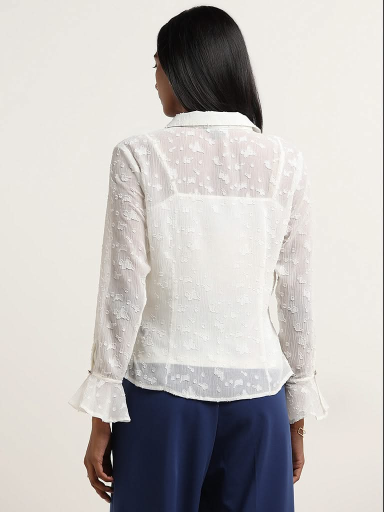 Wardrobe White Ruffle-Detailed Blouse