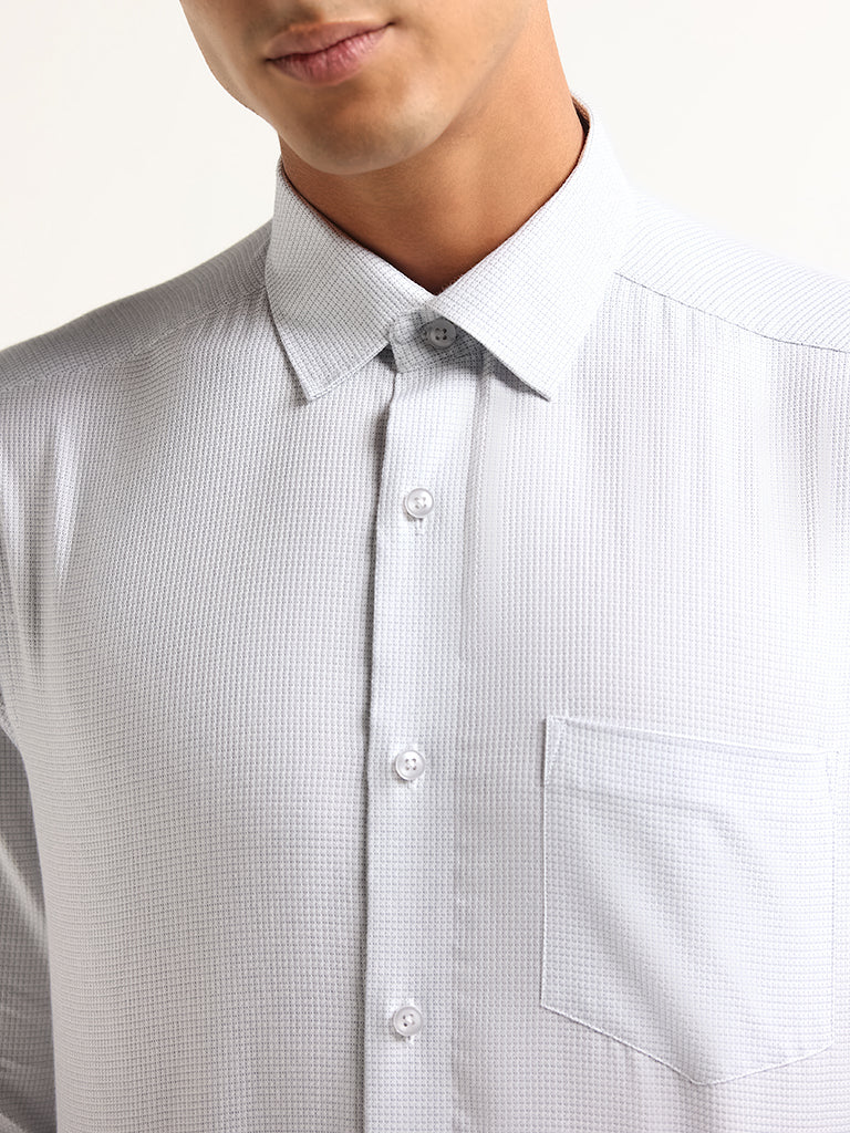 WES Formals White Printed Cotton Relaxed-Fit Shirt