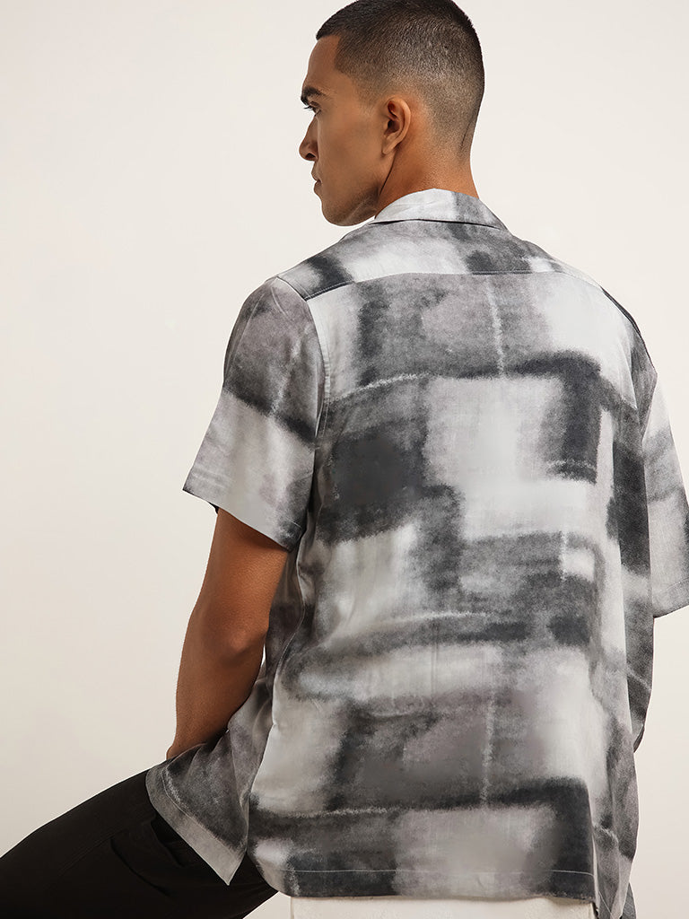 Nuon Grey Abstract Printed Relaxed Fit Shirt