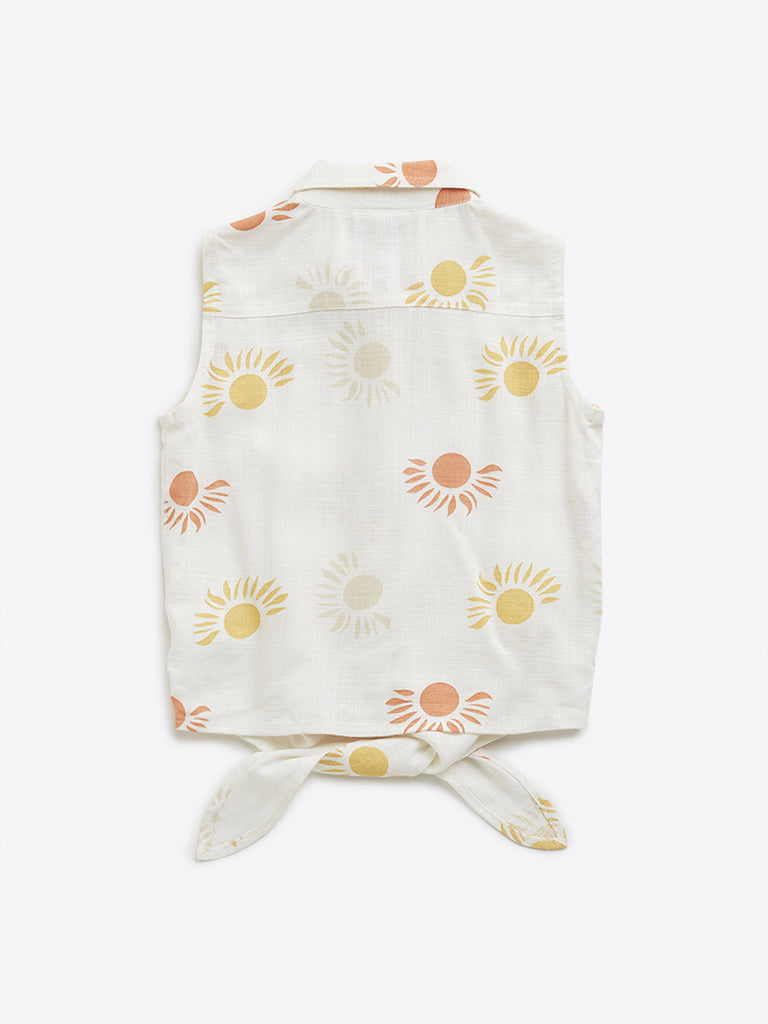 HOP Kids Off-White Sun Printed Shirt