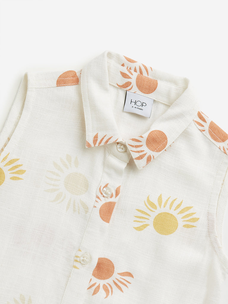 HOP Kids Off-White Sun Printed Shirt