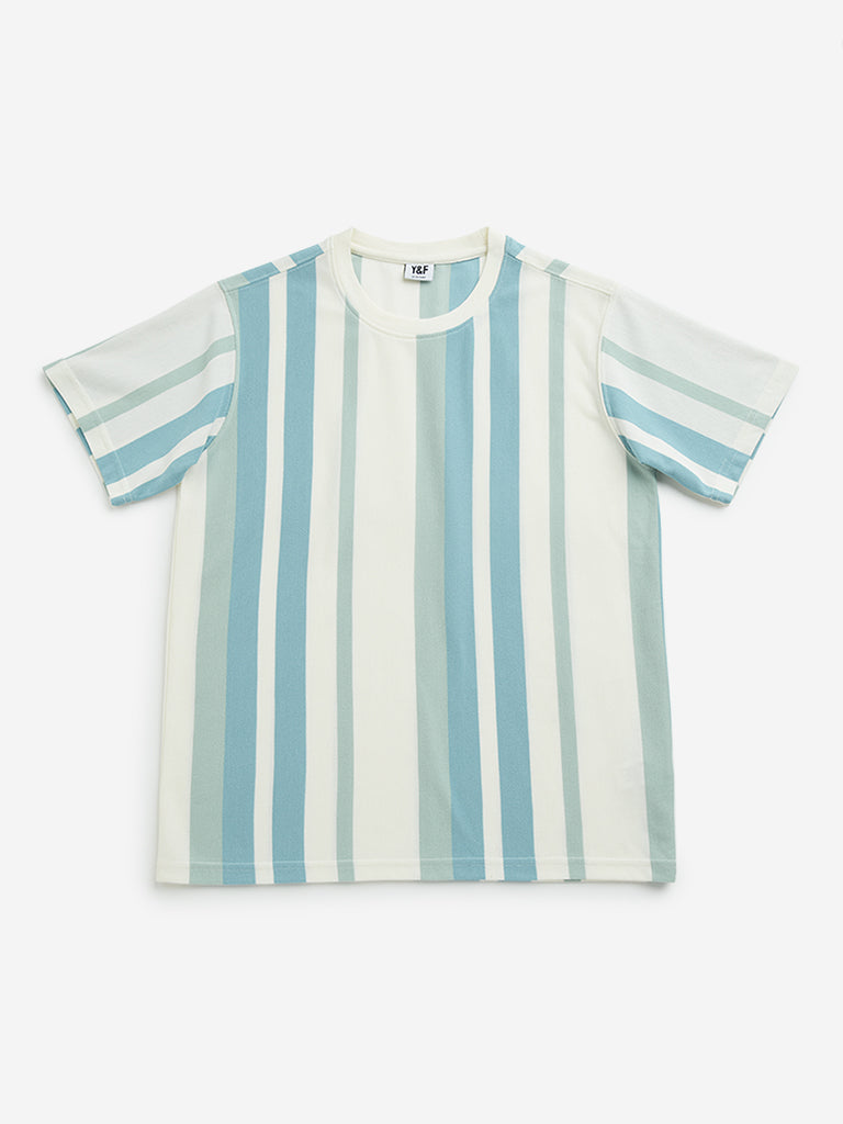 Y&F Kids Off-White Striped T-Shirt