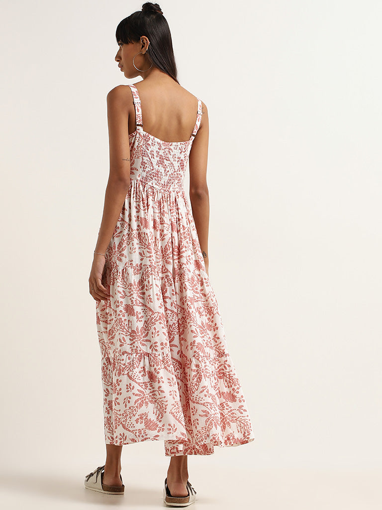 Bombay Paisley Peach Printed Tiered Dress