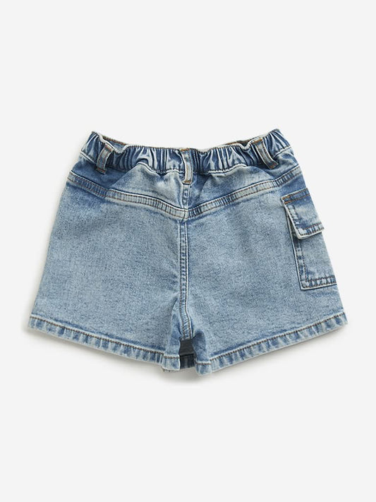 HOP Kids Blue Mid-Rise Denim Skort