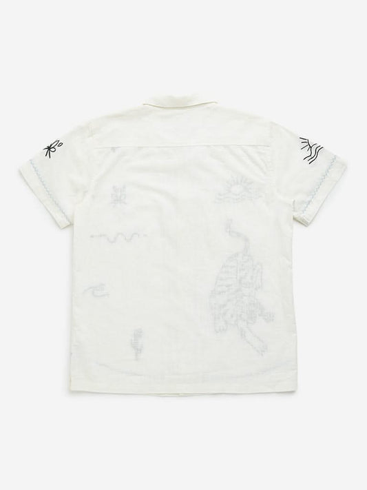 Y&F Kids Off-White Tiger Printed Cotton Shirt