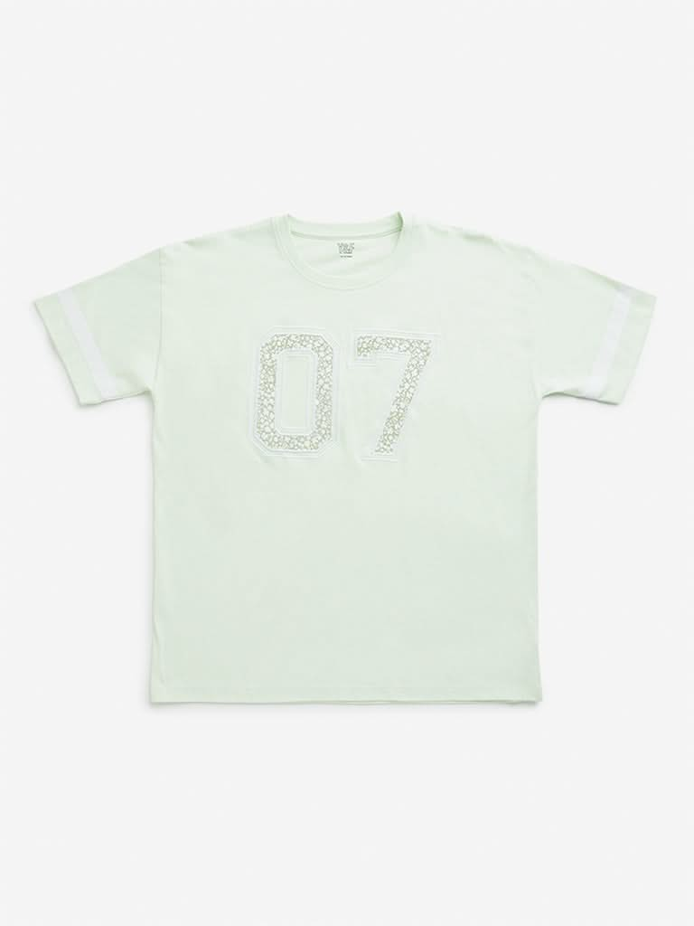 Y&F Kids Green Numerical Printed T-Shirt