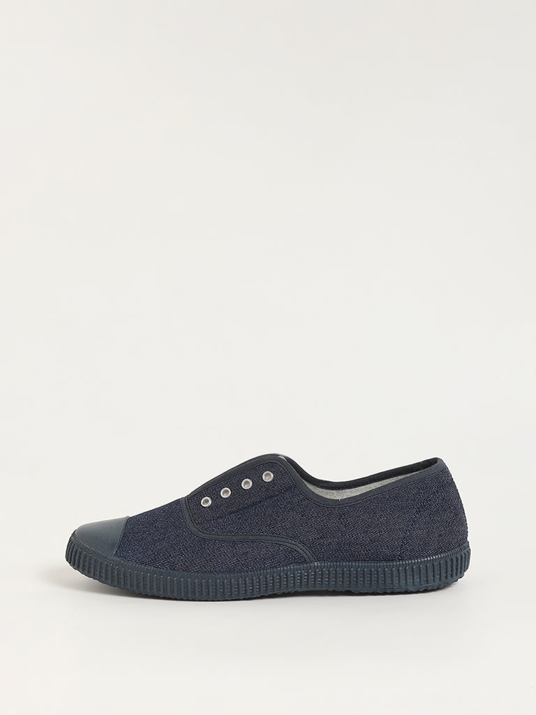 LUNA BLU Blue Denim Slip-On Canvas Shoes