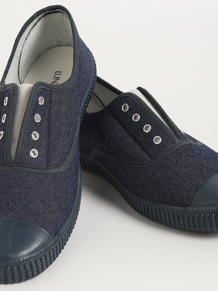 LUNA BLU Blue Denim Slip-On Canvas Shoes