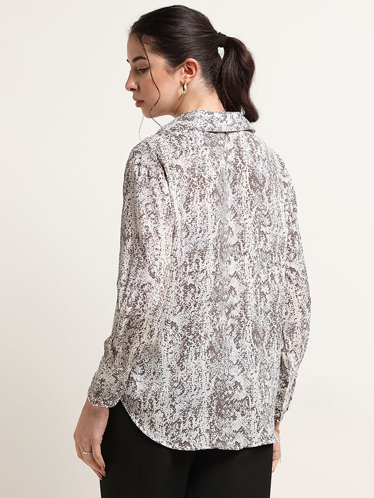 Wardrobe Grey Abstract-Print Shirt