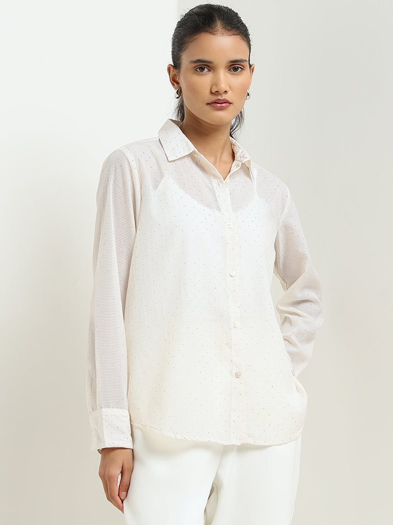 Wardrobe Ivory Diamante Detailed Shirt