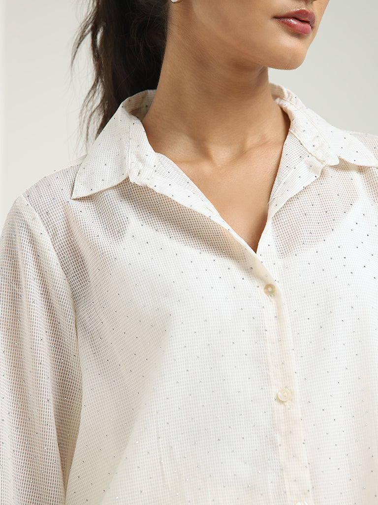 Wardrobe Ivory Diamante Detailed Shirt