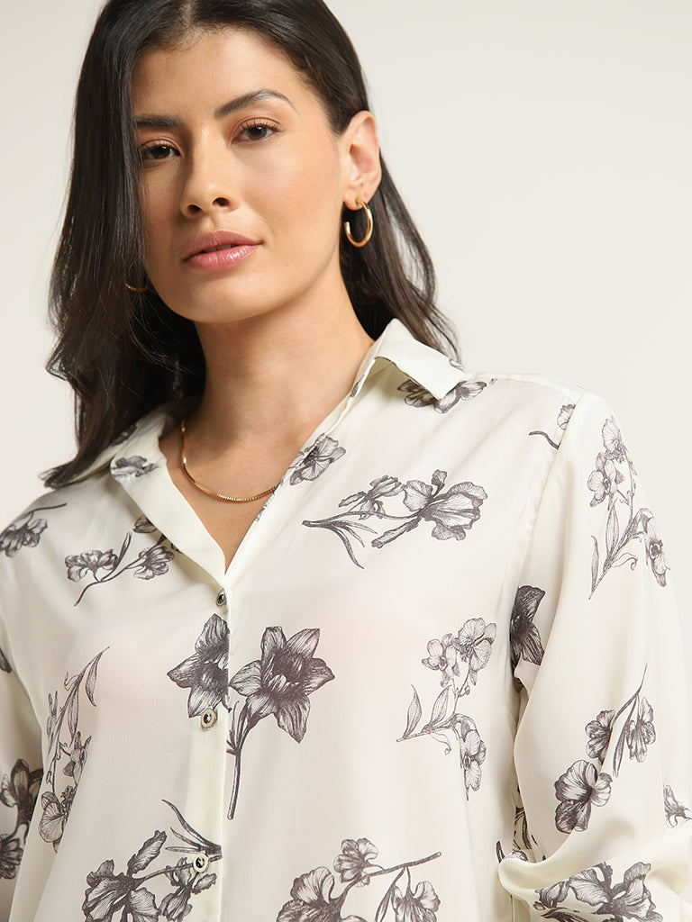 Wardrobe Ivory Floral Printed Shirt