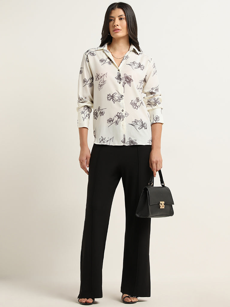 Wardrobe Ivory Floral Printed Shirt